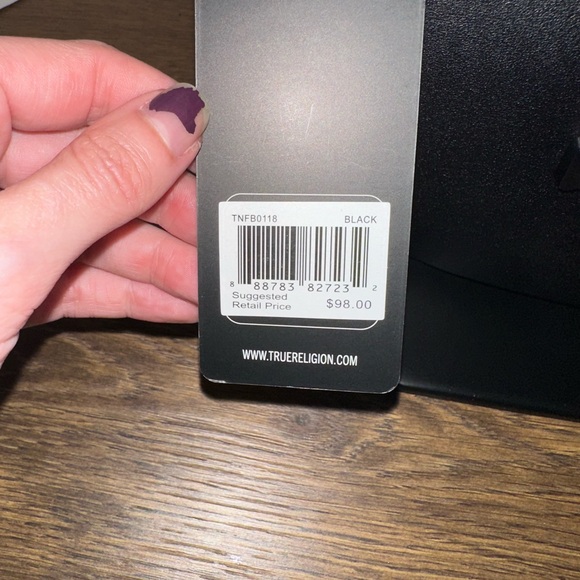 NWT True Religion Black and Tan Crossbody Bag with coin purse and guitar strap. - Picture 5 of 11